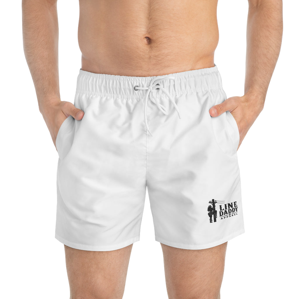 LineDaddy White Swimwear- Small Logo