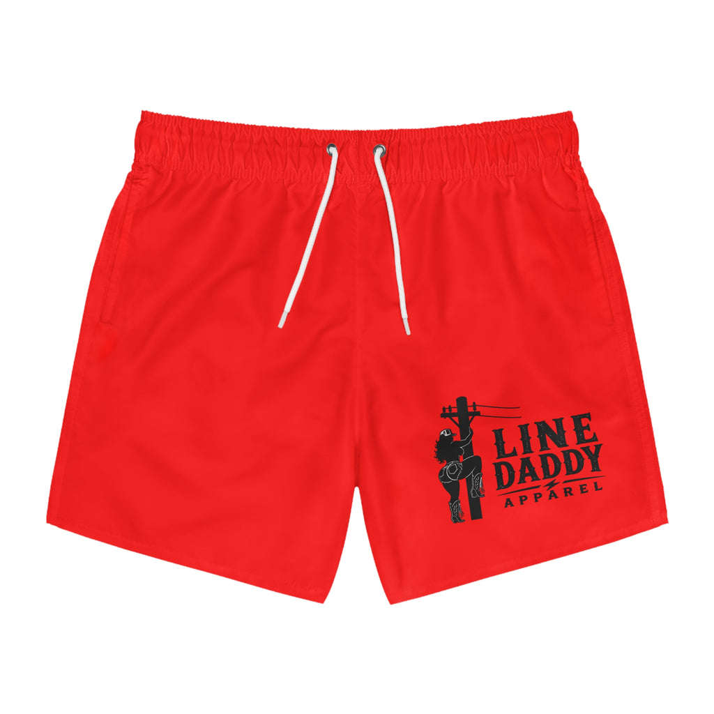 Line Daddy Apparel Swim Trunks — Red