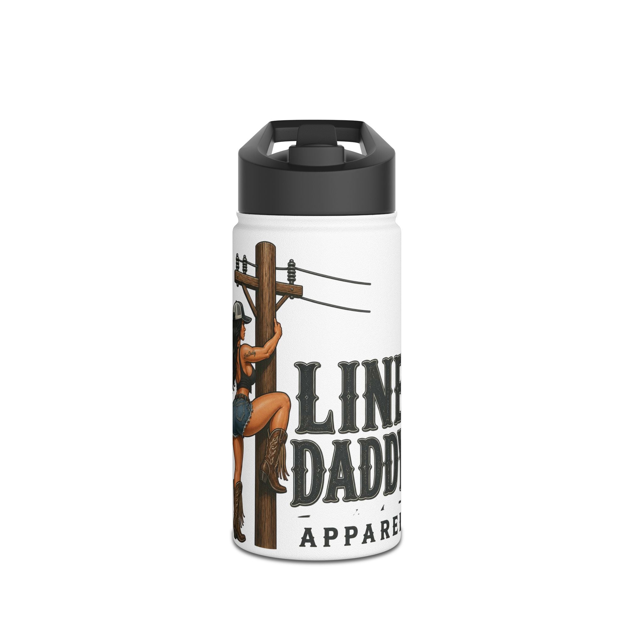 Linemen Daddy Stainless Steel Water Bottle — Lineman Pole Climbing Design